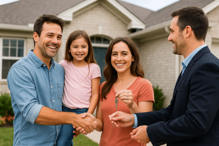 Happy family selling home for cash in Utah
